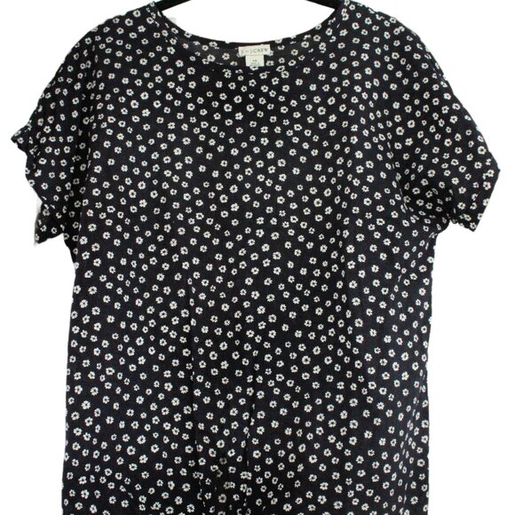 J Crew Top- Women's Small Blue Floral with Tie Front - Picture 1 of 3